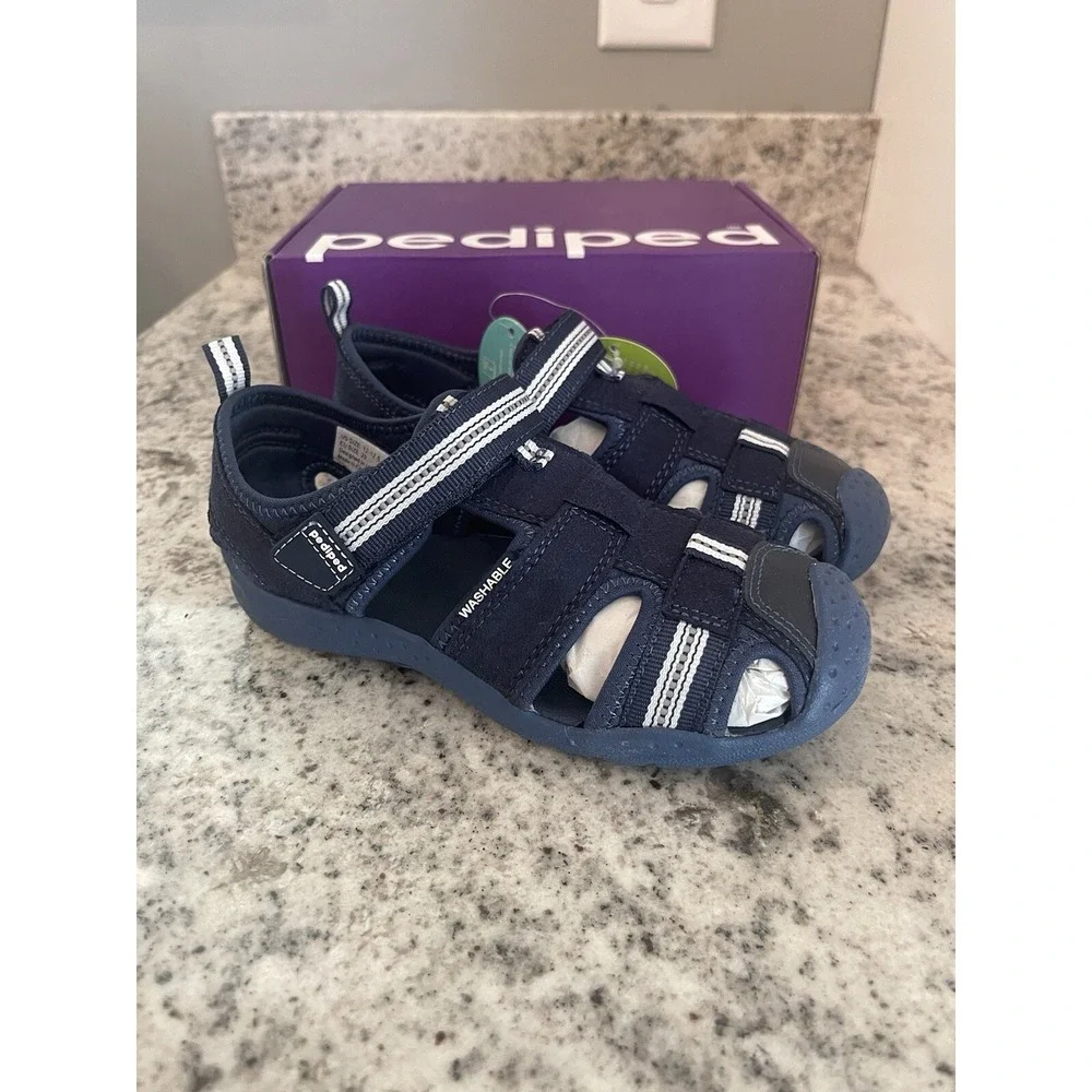 Pediped Flex Sahara Sandal Boys Navy Blue (Little Kid) Size 12, Brand New In Box
